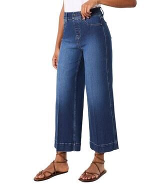 SPANX Crop Wide Jeans in Authentic Blue Size M NWT